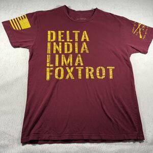 Grunt Style DILF Men's T-Shirt Medium Maroon Delta India Lima Foxtrot US Flag